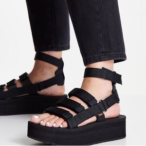 Teva Women's Black Strappy Platform Sandals